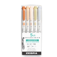 Zebra Mildliner 5-Colour Neutral Palette Highlighters - Assorted - 5 Pack-Copper, Beige, Cream, Olive, Cool Grey