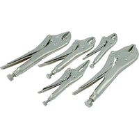 Dynamic Tools 5 Piece Locking Plier Set-Contains: 10'' Locking Plier - Straight Jaws, 10'' Locking Plier - Curved Jaws, 7'' Locking Plier - Curved Jaws With Wire Cutter, 6" Locking Plier - Long Nose, 5'' Locking Plier - Curved Jaws With Wire Cutter