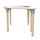 Flash Furniture Bright Beginnings 59" Commercial Grade Wooden Half Circle Adjustable Height Classroom Activity Table-Beech/White-Powder Coated Metal Legs Adjust in 1" Increments from 15"H - 23"H