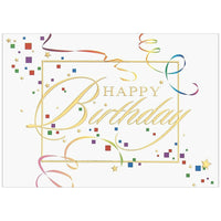 JAM Paper - Cartes de souhaits, Joyeux anniversaire avec motif de carrés, vierges, 25/paquet (526XA4826WB)-Carte d’anniversaire avec motif de confettis carrés et de tourbillons