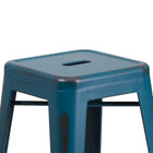 Flash Furniture 24" High Backless Distressed Antique Blue Metal Indoor-Outdoor Counter Height Stool-Stacks up to 10 Chairs High