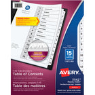 Avery Black and White Ready Index Numbered (1-15) Divider Tabs - Letter Size-Preprinted Divider