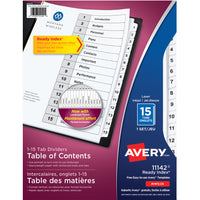 Avery Black and White Ready Index Numbered (1-15) Divider Tabs - Letter Size-Preprinted Divider