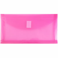 JAM Paper Plastic Envelopes with Hook & Loop #10 Booklet Wallet - 5.25" x 10" with 1" Expansion - Fuchsia Pink - 12 Pack -Plastic Envelopes with Velcro Closure , Colour: Fuchsia Pink