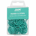 JAM Paper Colored Circular Paper Clips - Teal - 2 Packs of 50-Color: Teal