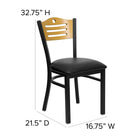 Flash Furniture HERCULES Series Black Slat Back Metal Restaurant Chair - Natural Wood Back, Black Vinyl Seat-Curved Support Bar