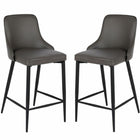 Plata Decor Island Stools with Black Metal Legs - Grey - 2 Pack-Counter stool
