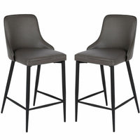 Plata Decor Island Stools with Black Metal Legs - Grey - 2 Pack-Counter stool
