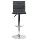 Flash Furniture Contemporary Grey Vinyl Adjustable Height Barstool with Horizontal Stitch Back & Chrome Base-Contemporary Style Stool