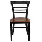 Flash Furniture HERCULES Series Black Three-Slat Ladder Back Metal Restaurant Chair - Cherry Wood Seat - 2 Pack-Set of 2 Metal Dining Chairs