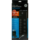 GE 10 Outlet Surge Protector with USB - 3000 J - 2 Ports - 6 ft - Black-Multi-Outlet - Features 10 protected outlets (including 4 adapter-spaced outlets) and 2 USB-A charging ports