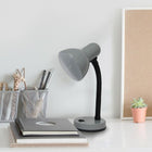 Simple Designs 60 Watt Type A 19 Medium Base Bulb Basic Metal Desk Lamp with Flexible Hose Neck - Grey-6.1 in. x 4.9 in. x 13.85 in.