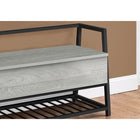 Monarch Specialties 4500 42"L Bench - Grey Storage/Black Metal-Product dimensions: 23 inches H x 42 inches W x 16 inches D