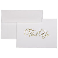 JAM Paper Blank Thank You Cards Set, Elegant Thank You, 25/Pack (526CA3442WB)-Thank You Cards with Simple Gold and Ivory Theme
