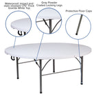 Flash Furniture 6-Foot Round Bi-Fold Granite Plastic Banquet & Event Folding Table with Carrying Handle - White-Seats up to 10 Adults