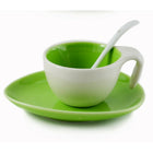 Tannex  6 Espresso Cups and Saucers with Spoon, 2oz, Bright Green, 6 Pack-Bright Green