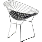 Nicer Furniture Bertoia Style Diamond Wire Chair - Black PU Cushion - 2 Pack-Armless