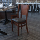 Flash Furniture Lacey Series Solid Back Walnut Wood Restaurant Chair - Black Vinyl Seat-Solid European Beech Hardwood Construction