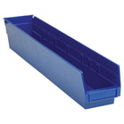 Quantum Storage Systems Shelf Bins, 4-1/8" W x 4" H x 23-5/8" D, Blue, 50 Lbs. Capacity - 12 Pack-Capacity: 50 lbs.