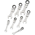 Dynamic Tools 8 Piece SAE Stubby Flex Head, Combination Ratcheting Wrench Set, 5/16" - 3/4"-Contains: 5/16", 3/8", 7/16", 1/2", 9/16", 5/8", 11/16", 3/4"
