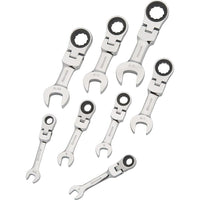 Dynamic Tools 8 Piece SAE Stubby Flex Head, Combination Ratcheting Wrench Set, 5/16" - 3/4"-Contains: 5/16", 3/8", 7/16", 1/2", 9/16", 5/8", 11/16", 3/4"