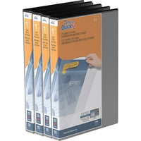 QuickFit Heavy Duty Legal Portrait Spreadsheet Binder - Angle D (No Triggers) - 1" - Black - 4 Pack-3 Ring Binder