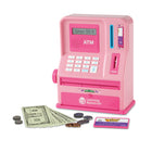 Learning Resources Pretend and Play Teaching ATM Bank - Pink-Real, working pink electronic ATM bank with large LCD screen