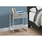 Monarch Specialties 3481 Accent Table - 24"H/Grey Cement/Chrome Metal-Open bottom shelf to store or display additional objects