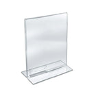 Azar Displays 11" x 8.5" Vertical Double Sided Stand Up Acrylic Sign Holder with Business Card Pocket, 10 Pack (252040)-For advertising information and contact information