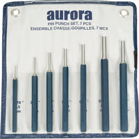 Aurora Tools Pin Punch Set, 7-Piece-Ideal for driving out and removing already loosened pins and keys after initial movement by a starting punch
