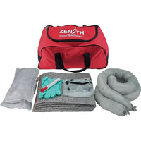 Zenith Safety 10-Gallon Vehicle Spill Kits, Universal, With Nylon Bag-Contents: 20 Sorbent Pads (15" x 17"), 2 Sorbent Socks (3" x 48"), 2 Sorbent Pillows (8" x 18"), 1 Repair putty (4 oz.), 1 Pair Nitrile Gloves, 2XL (11) , 1 Pair Safety Goggles (One Size), 1 Disposal Bag (26" x 36")