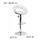 Flash Furniture Contemporary White Vinyl Rounded Orbit-Style Back Adjustable Height Barstool with Chrome Base-Seat Adjusts from Counter to Bar Height