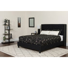 Flash Furniture Riverdale Full Size Tufted Upholstered Platform Bed with Pocket Spring Mattress - Black Fabric-Panel Headboard