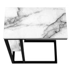 Monarch Specialties 3675 Accent Table - 25"H/White Marble/Black Metal-9