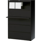 Hirsh HL10000 Series 42" 5-Drawer Wide Lateral File Cabinet, Black-Heavy-duty three-piece, ball-bearing slide suspension