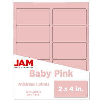 JAM Paper Laser/Inkjet Address Labels - 2" x 4" - Baby Pink - 12 Pack-English only packaging