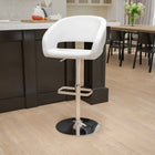 Flash Furniture Contemporary Vinyl Adjustable Height Barstool with Rounded Mid-Back & Chrome Base - White-Seat Adjusts from Counter to Bar Height