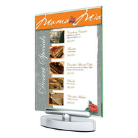 Deflecto Swivel Sign Holder, 5" x 7"-Rotating display panels allow signage or photos to be viewed on both sides