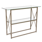 Flash Furniture Mar Vista Collection Glass Console Table with Matte Gold Frame-Clear Tempered Glass Surface