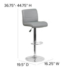 Flash Furniture Contemporary Grey Vinyl Adjustable Height Barstool with Rolled Seat & Chrome Base-Height Adjustable Seat with Gas Lift