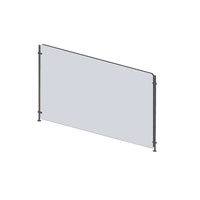 Mark Maker Rod Sneeze Guard - 35.5" W x 23.5" H panel 1/4" Clear Acrylic and 24" high aluminum rod set - no pass through-Optimal social distancing between two groups of people
