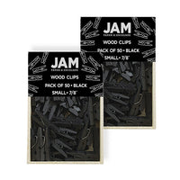 JAM Paper Wood Clothing Pin Clips, Small, 7/8, Black, 2 Packs of 50, 100 Total (230729131a)-Black-coated Wood
