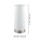 Eglo Pasteri Touch Sensor Table Lamp, 10", Matte Nickel Finish with White Fabric Shade-Bulb required: 1 x 60W E26, Not Included