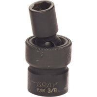 Gray Tools 9/16" X 3/8" Drive, 6 Point Standard Length, Universal Joint Socket, Black Impact-Size: 9/16"