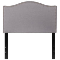Flash Furniture Lexington Upholstered Twin Size Headboard with Accent Nail Trim - Light Grey Fabric-Transitional Style