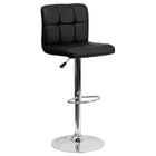 Flash Furniture Contemporary Black Quilted Vinyl Adjustable Height Barstool with Chrome Base-Mid-Back Design