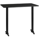 Flash Furniture 30" x 48" Rectangular Black Laminate Table Top with 5" x 22" Bar Height Table Bases-Bar Height Hospitality Table