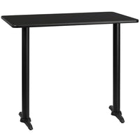 Flash Furniture 30" x 48" Rectangular Black Laminate Table Top with 5" x 22" Bar Height Table Bases-Bar Height Hospitality Table