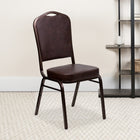 Flash Furniture HERCULES Series Crown Back Stacking Banquet Chairs with Brown Vinyl & Copper Vein Frame - 4 Pack-CA117 Fire Retardant Foam
