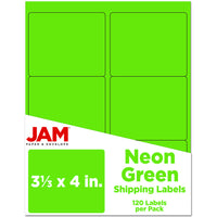 JAM Paper Hand Written Address Label - 3-1/3" x 4" - Neon Green - 120 Pack-English only packaging